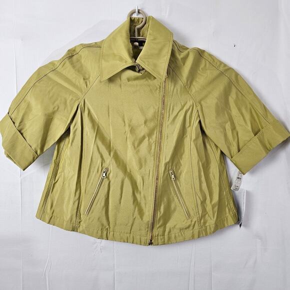 Lafayette 148 Sz 4 Pistachio Polished Lux Green Swing Jacket Coat Zip Pocket New - Picture 1 of 15